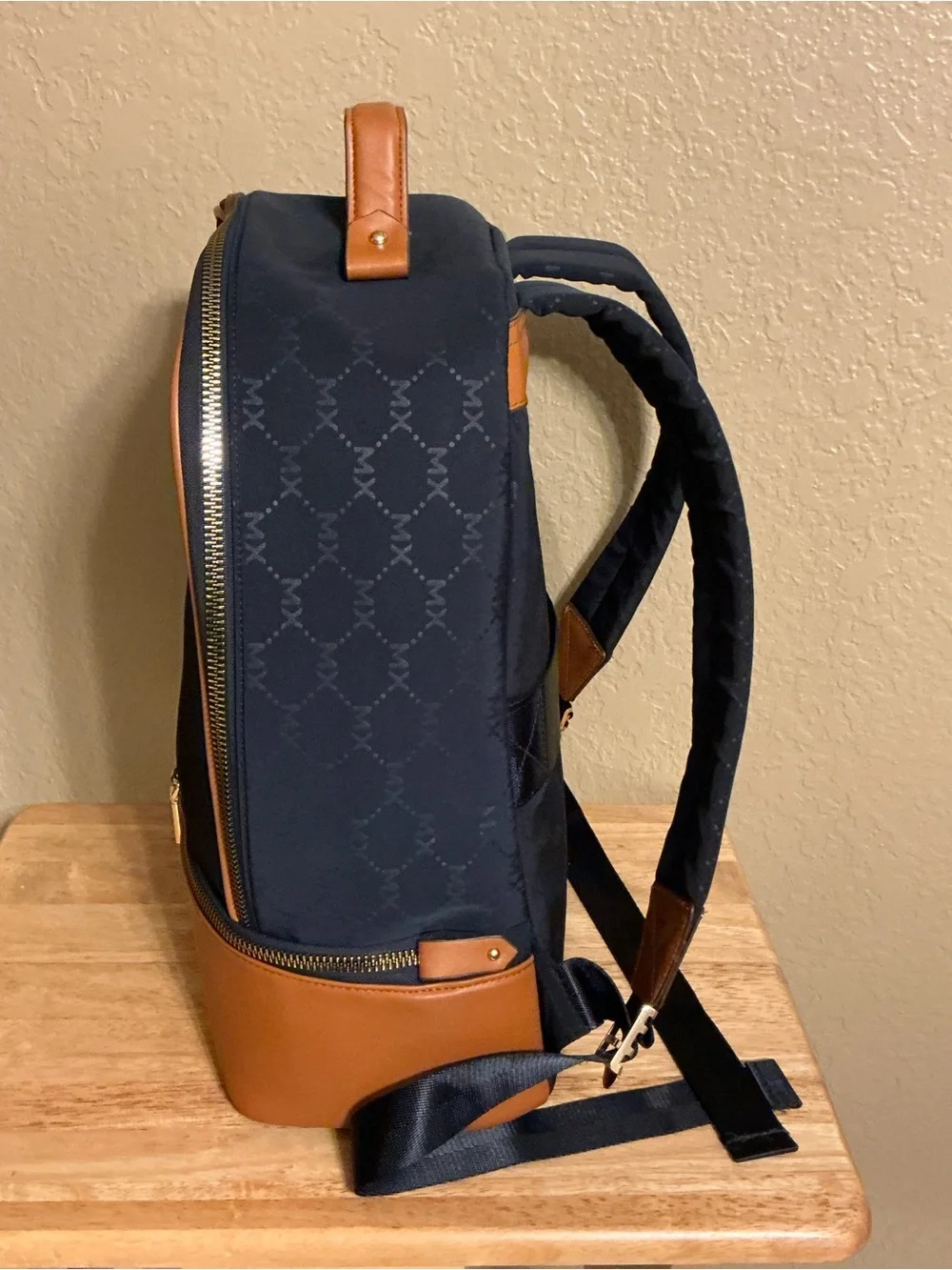 Max Studio Navy and Tan Two-Tone Backpack